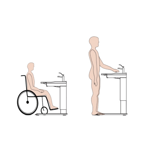 Wheelchair Accessible Height Adjustable Wash Basins