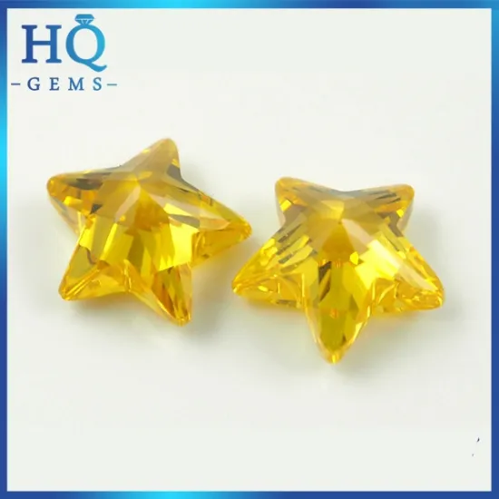 cheap golden star shape zircon stone loose star cut cz gems