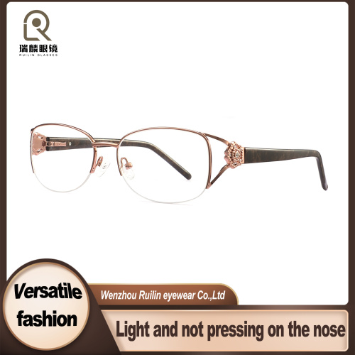 Óculos femininos com armação metálica elíptica