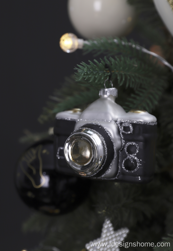 Camera Christmas Tree Ornament Glass Vintage Camera