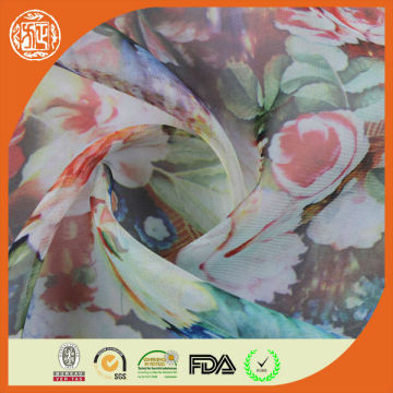 30D semi digital print with small chiffon flower