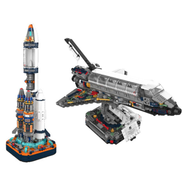 3D Education Puzzle: Jiaqi's Breaking Dawn Series - Number Five Rocket Building Block Model & Space Shuttle Construction Sets