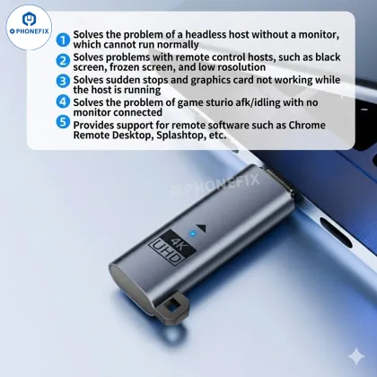 Type-C Graphics Card 4K UHD Virtual Display Adapter EDID Emulator
