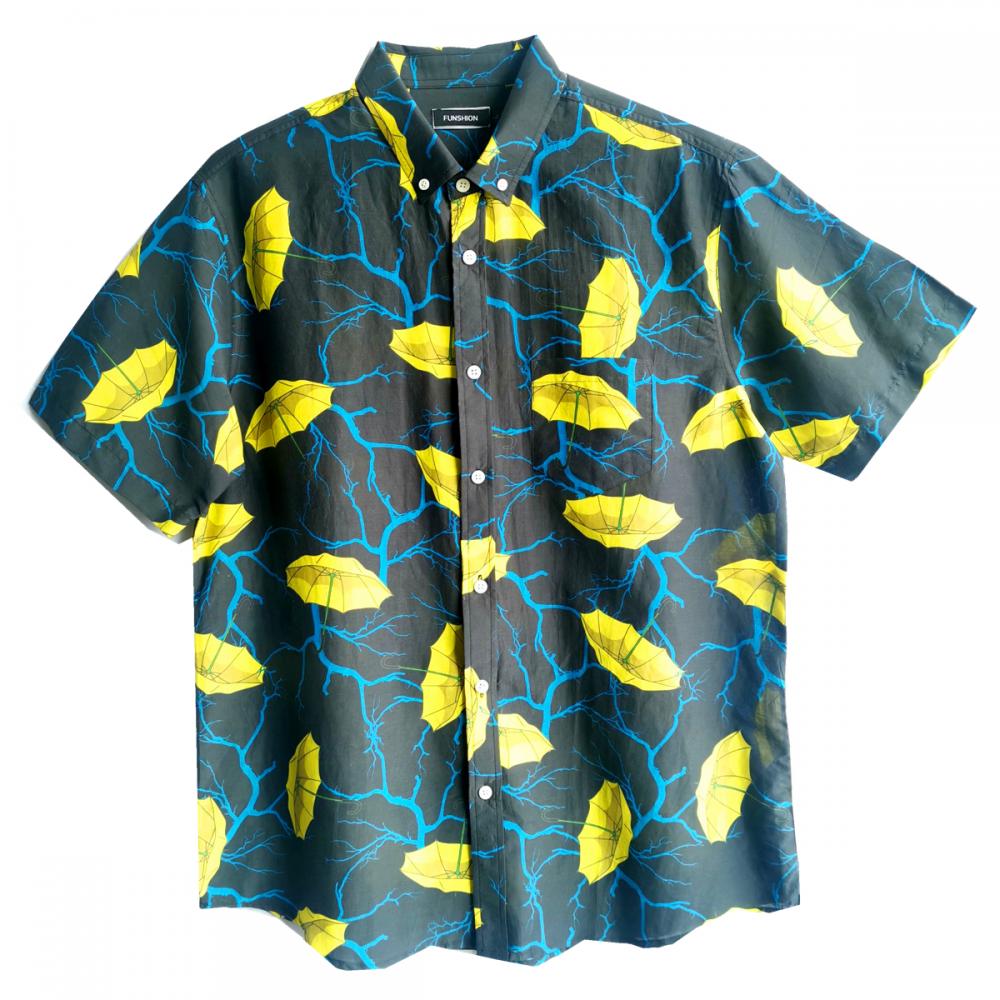 Cotton Umbrella Tree Print Shirt