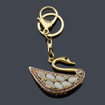 Swat-shaped pure white opal jeweled fancy keychain, OEM/ODM/small orders are welcome