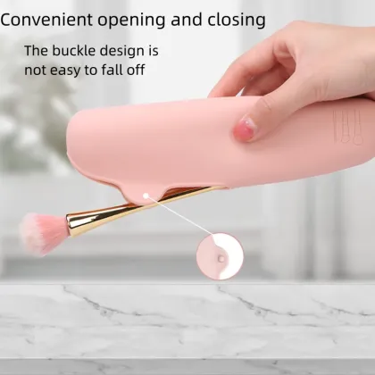 Customizable BPA-Free Portable Travel Makeup Bag: Durable Silicone Makeup Brush Case for Cosmetics