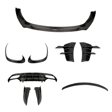 Mercedes W205 C43 Kit di styling AMG: componenti in fibra di carbonio a secco a secco in stile Takd tra cui labbra anteriore, gonne laterali, diffusore posteriore e spoiler posteriore