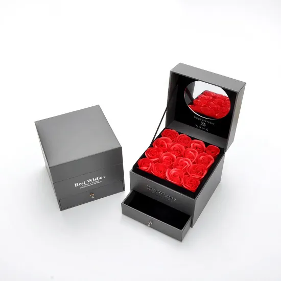 Flower Packaging Drawer Double Gift box With Mirror