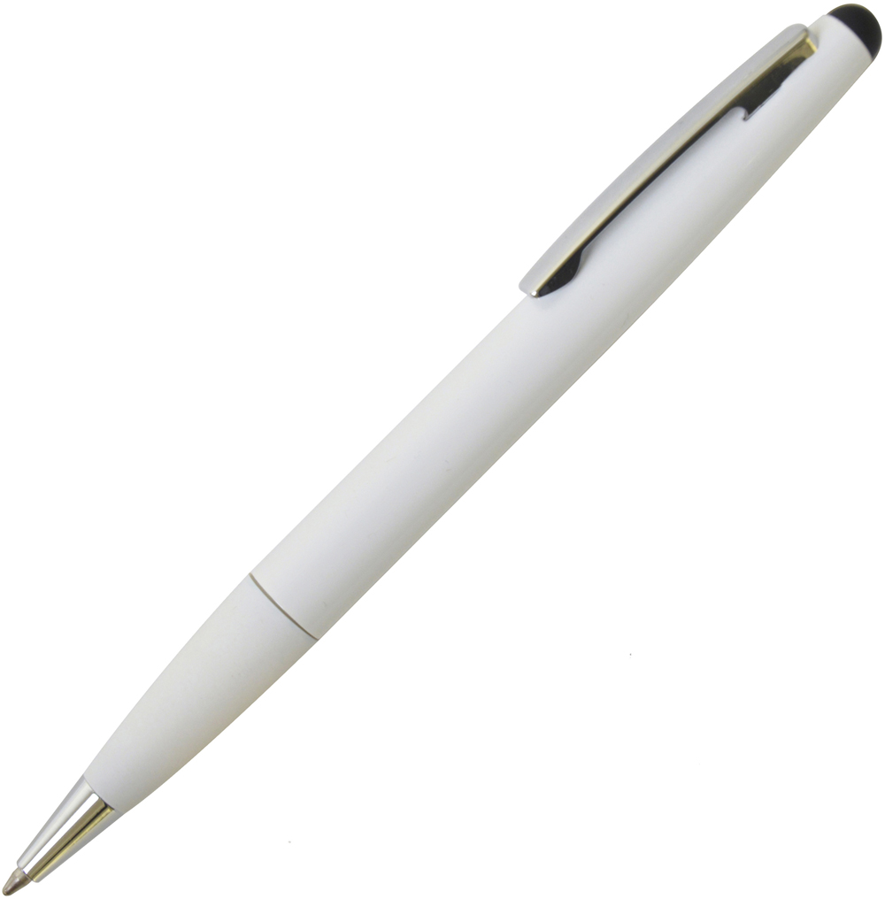 white brass pen with soft stylus and comfort grip