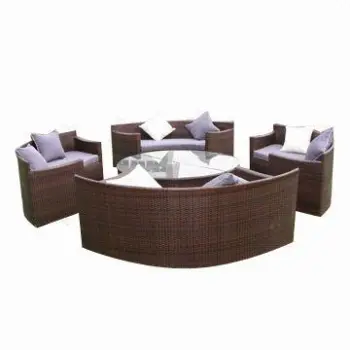 Patio Wicker Outdoor Sofa Bed with Powder Coating, Aluminum Frame and Waterproof Cushion