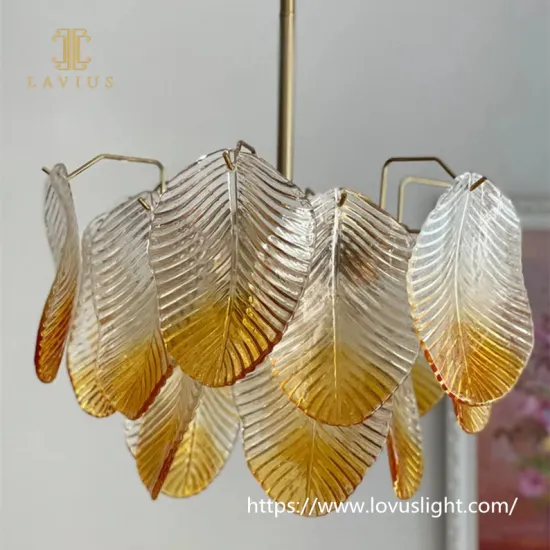 Orange gradient leaf creative crystal chandelier Modern design concise style custom pendant light