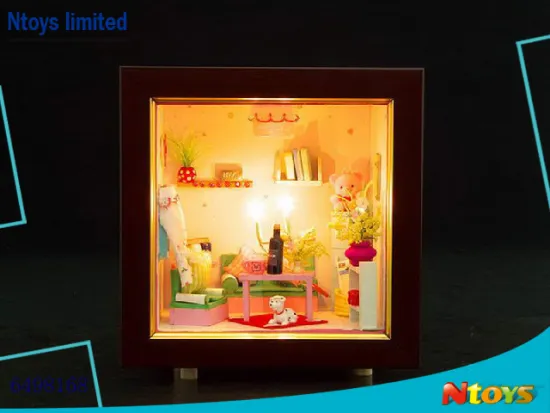6498168 NOBLE MINI HOUSE DIY WOODEN CRAFT DECORATION W/LIGHT W/O 2*AA BATTERIES