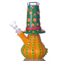 Colorido de vaso de precipitados de vidrio de calabaza, linda calabaza de Halloween con brillo en la oscuridad, tubería de agua de vidrio de borosilicato con tazón de 14 mm