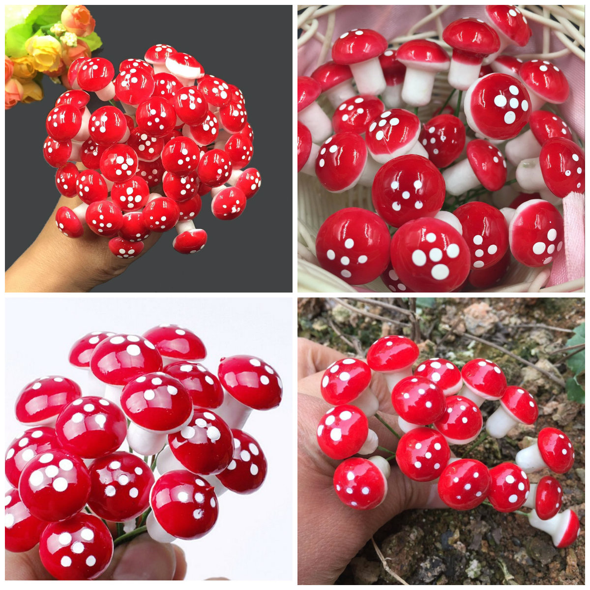 10pcs Mini Foam Mushroom Artificial Plant Flowers For Wedding Fungus Decoration DIY Wreath Gift Scrapbooking Craft Bacterium