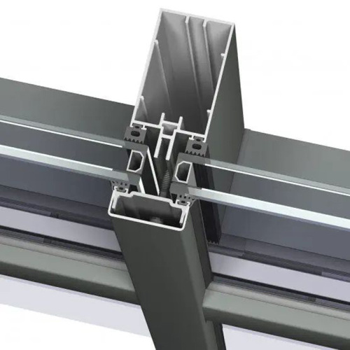 Вертикальная полускрытая стеклянная навесная стена с изоляцией