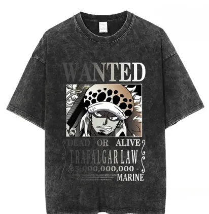 Oversized Gojo Acid Wash Anime Printed Streetwear T-Shirt for Men