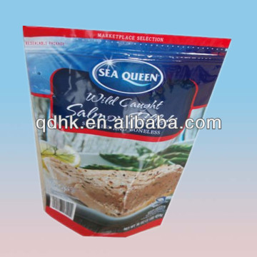 Huakang seafood packaging plastic zipper bag with bottom gusset&easy-tearing
