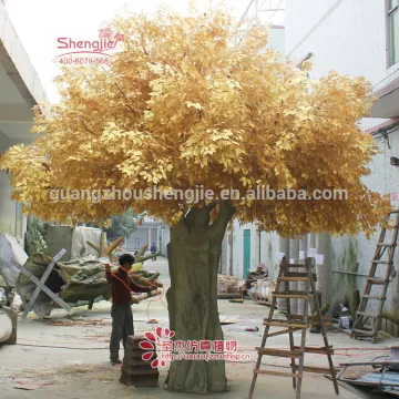 SJH082721 large decorative ficus tree fake golden artificial ficus tree fake plastic trees