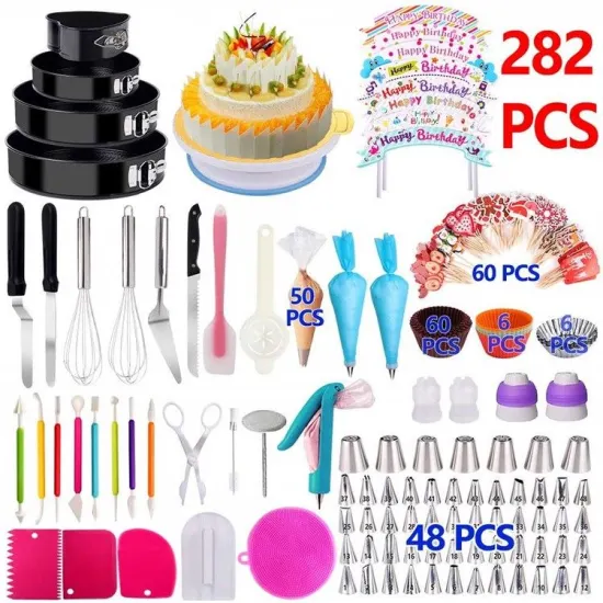 Top Seller: Comprehensive Cake Decorating Tool Set including Turntable, Fondant Accessory Moulds, and Baking Supplies