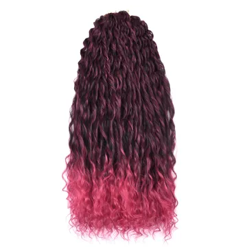 24Inches Water Wave Crochet Braids Hair Long Corn Curly Ombre Red Black Goddess Braiding Hair Synthetic Hair Extensions