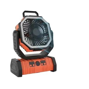 2024 Portable 10000mAh Solar-powered Camping Fan with LED and Rechargeable Battery
