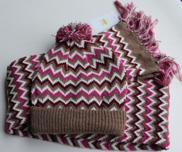 Winter Warm Knitted Cap and Scarf Set (KS-2118)