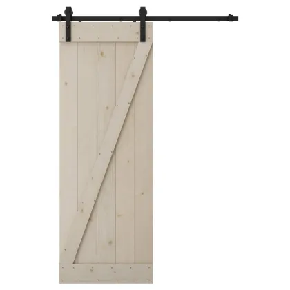 Unfinished Solid Pine Wood Sliding Barn Wood Door