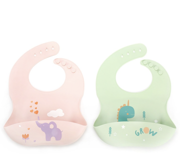 Ajustable Fit Dinosaur Dinosaur impermeable Babero de alimentación para bebés con receptor de migas - Regalo perfecto para recién nacidos