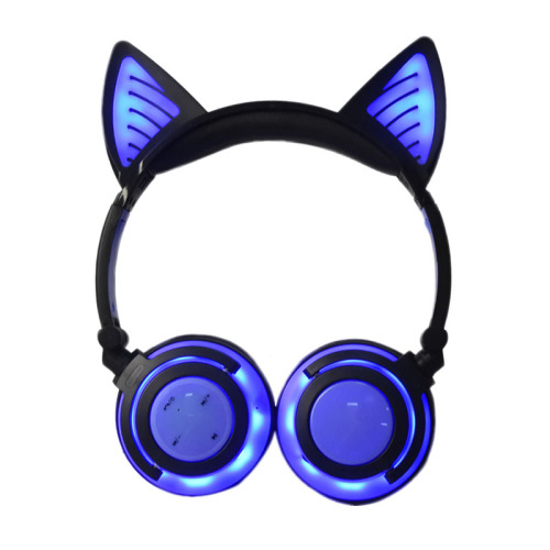 Auriculares Bluetooth inalámbricos con iluminación LED de oreja de gato