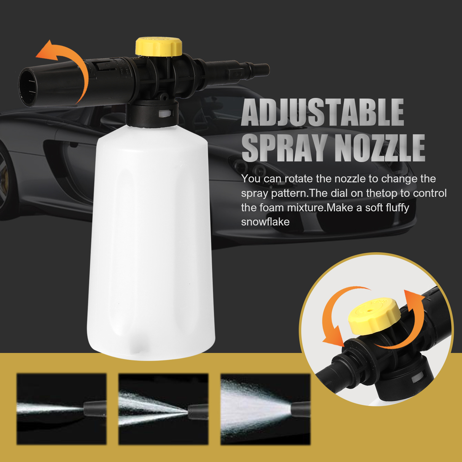 Car Accessories Snow Foam Lance Sprayer Nozzle Soap Foam Generator Washer Adjustable