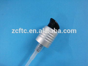 Matte silver cream cosmetic aluminum pump with black actuator