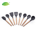 Beech Wood Silicone Kitchen Utensils With Holder