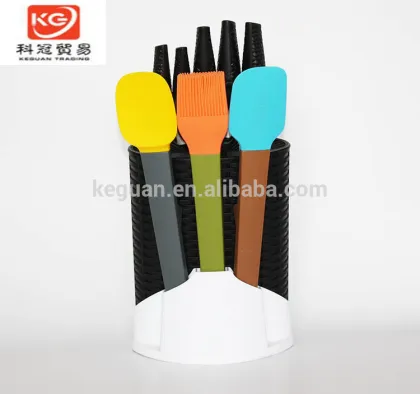KF-1601 10 pcs Non-stick Stainless steel colorful kitchen knife set chef knife Santoku knife with pp block