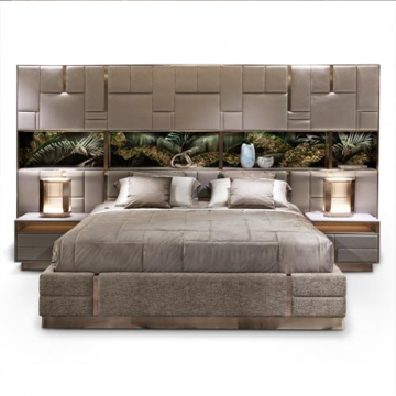 Luxury King Size Leather Bed Frame: Modern Double Bedroom Set