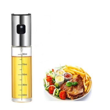 Botol Minyak Zaitun Kaca Lembar Makanan 100ml/3.4oz dengan Garis Skala untuk BBQ dan Memasak