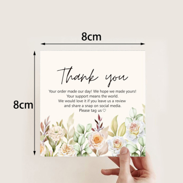 8x8cm White Thank You Card for Small Business Orders and Gifts