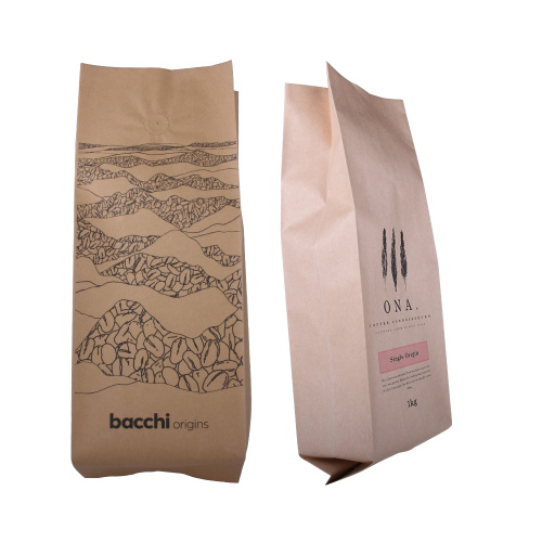 Flat Bottom Kraft Paper Bio Degradable Coffee Bag