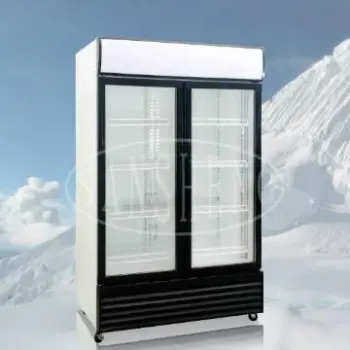 Upright Display Double Hinge Door Beverage Cooler