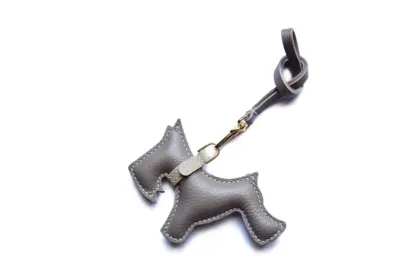 Schnauzer Dog Handmade Leather Car Keychain