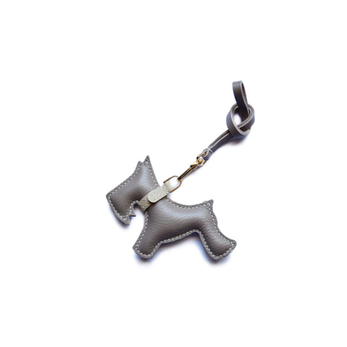 Schnauzer Dog Handmade Leather Car Keychain