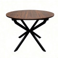 Mesa extensible de nogal con estructura en X de metal