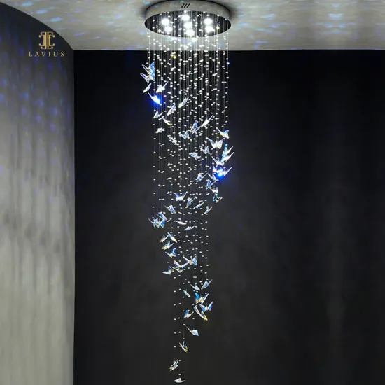 New butterfly shape creative shape chandelier large custom hotel chandelier