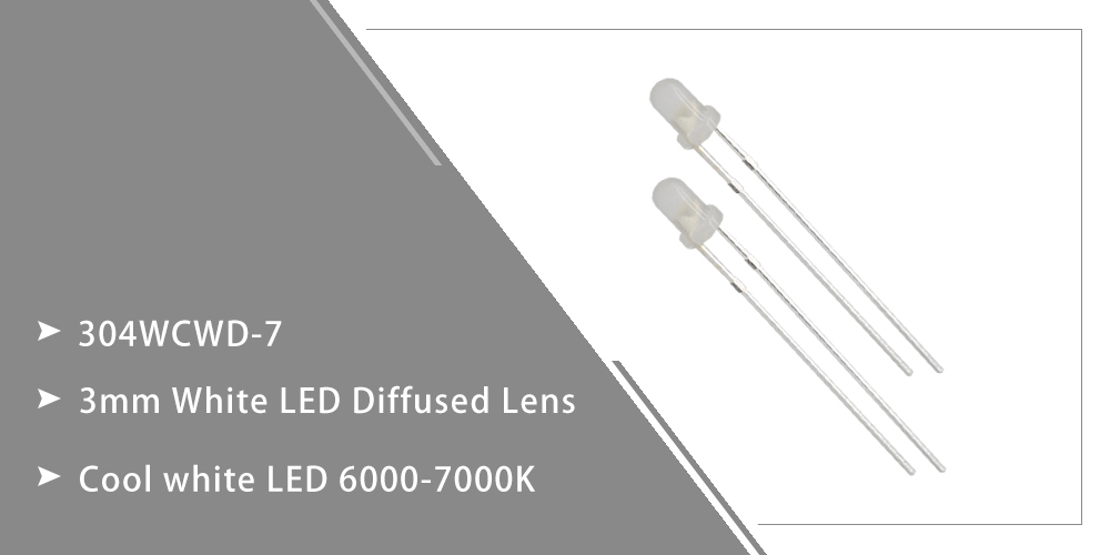 Diffused White LED 3mm Milky lens