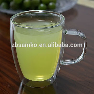 Classical shot double wall glass cup with handle