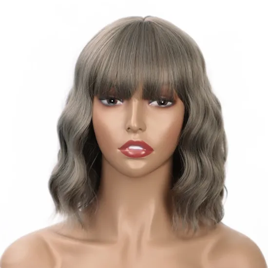 Aisi hair bob with bangs wholesale cheap colorful wig african short for black women burgundy synthetic hair wigs