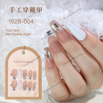 Wholesale 10pcs Premium Handmade Press-On Nails Coffin Shape Salon Use Nail Art Kit