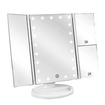 Custom22 LED φωτισμένο μακιγιάζ μακιγιάζ καθρέφτη - 1x/2x/3x μεγέθυνση, φόρτιση USB, ρυθμιζόμενο 180 μοιρών