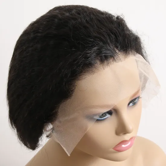 Human Hair Short Bob Lace Front Wig Yaki Texture 6'' 13x4 Front Lace Bob Wig Pixie Cut Human Hair For Black Women