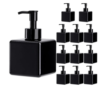 In Stock Hand Wash Facial Cleaner Hair Shampoo Container - 250ml/450ml Black Square PET Foam Bottle
