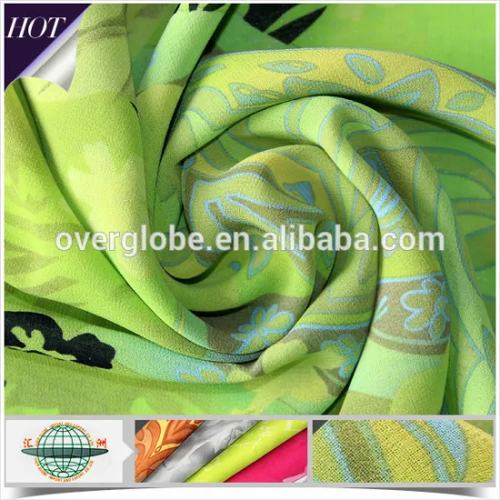 65gsm 100% Polyester Printed Peach Chiffon